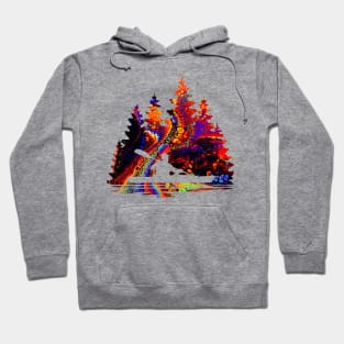 Rainbow Marble Pattern of a Kayaker Paddling Silhouette Hoodie